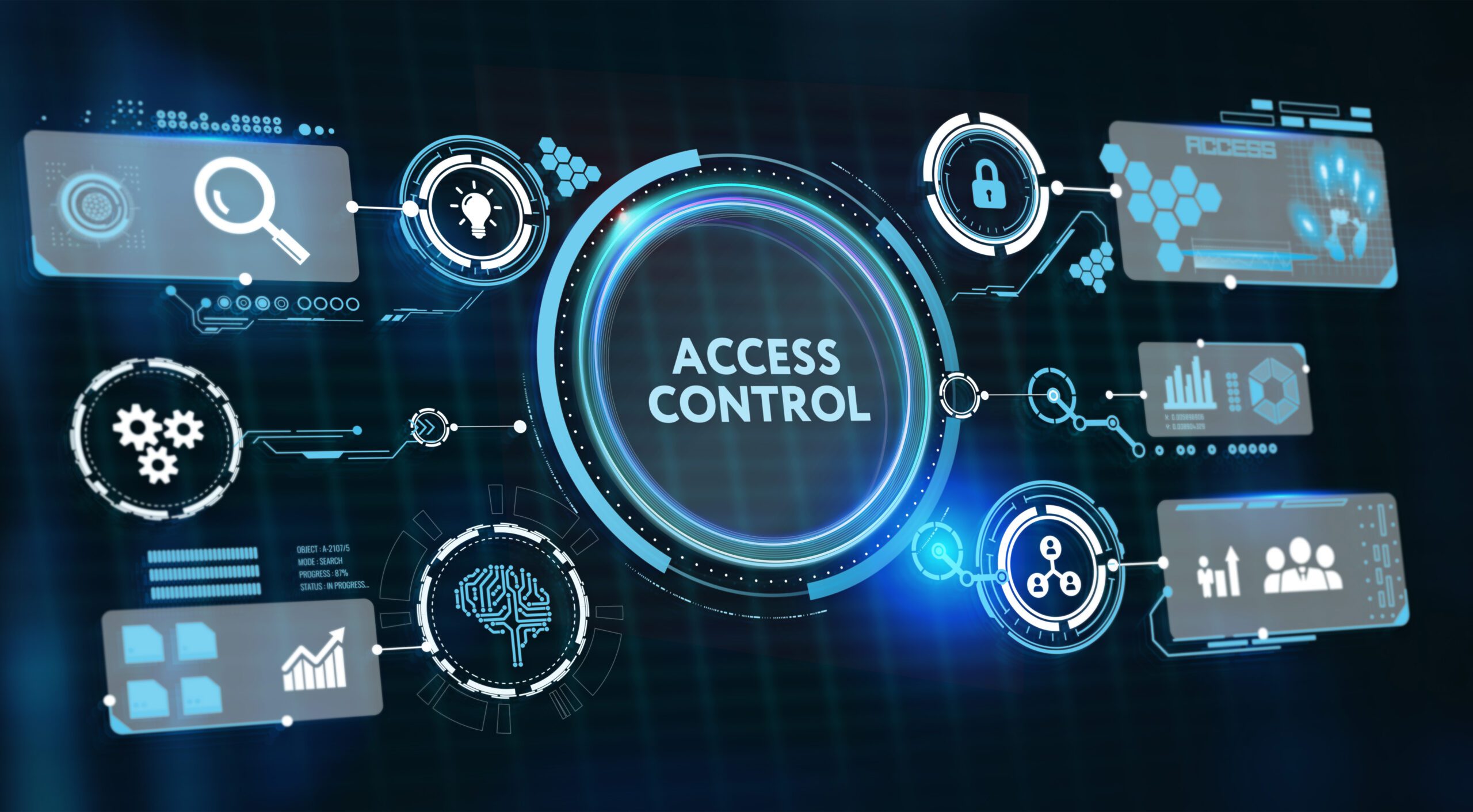 access control system illustration with digital icons