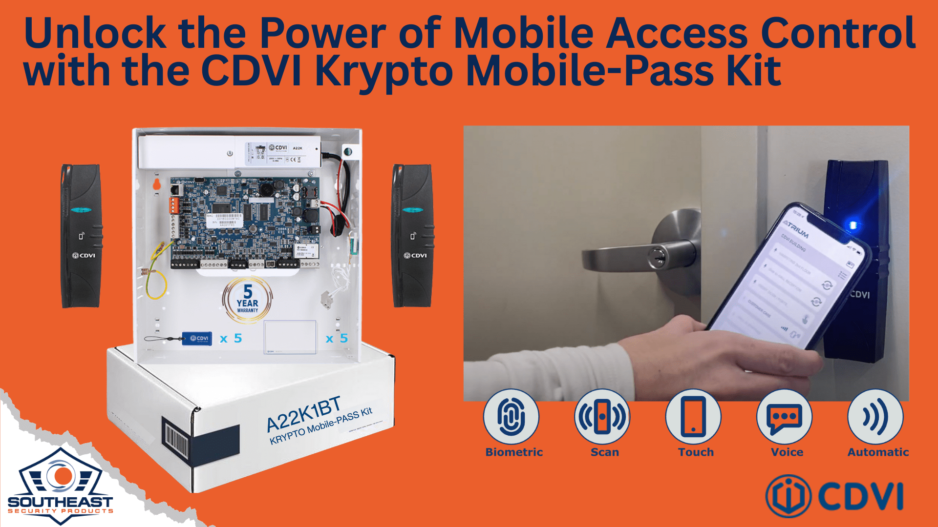CDVI A22K1BT Kit with AES-256 Encryption and Mobile Access