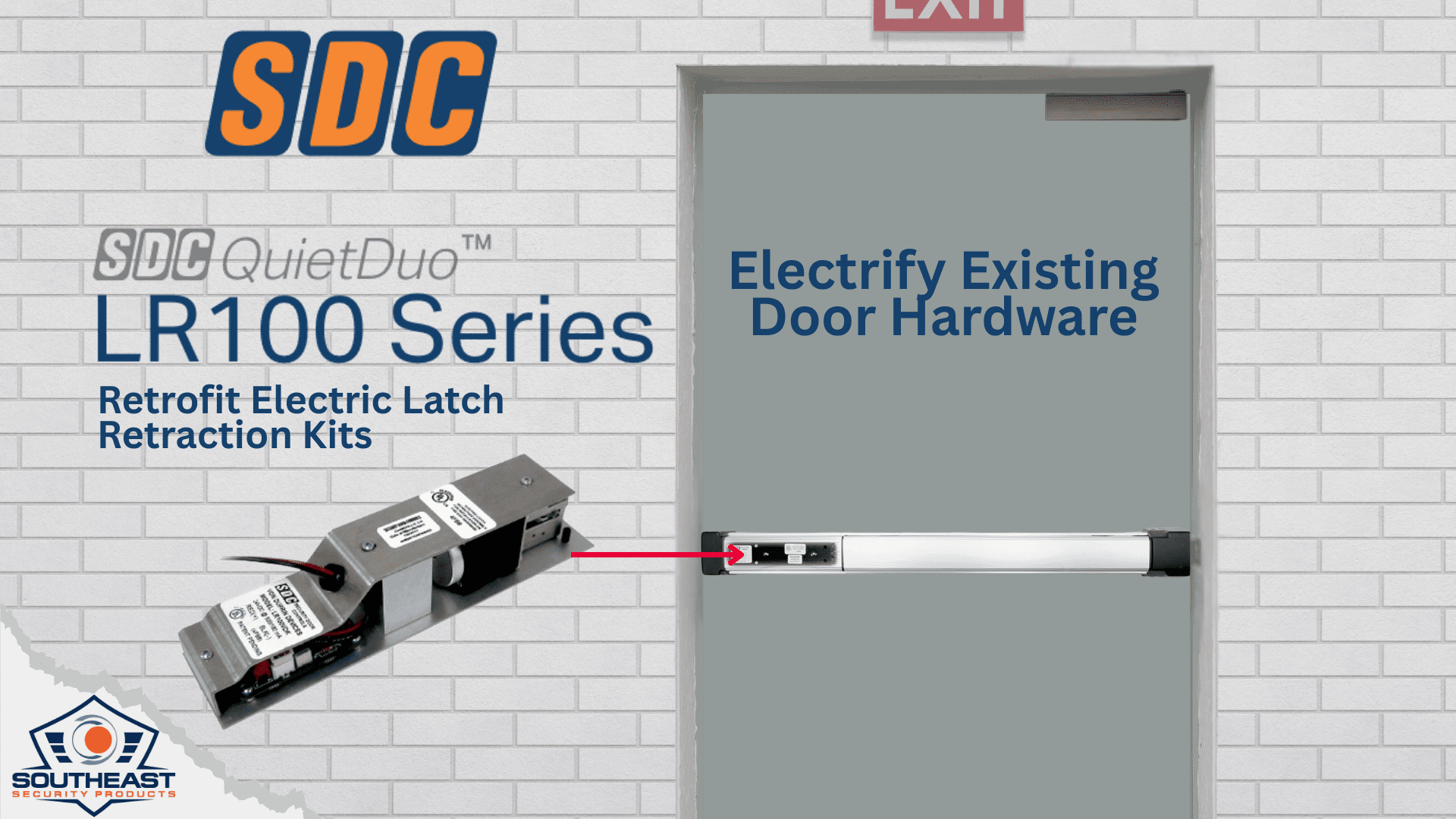 LR100 Electric Latch Retraction Kit retrofit hardware on push bar