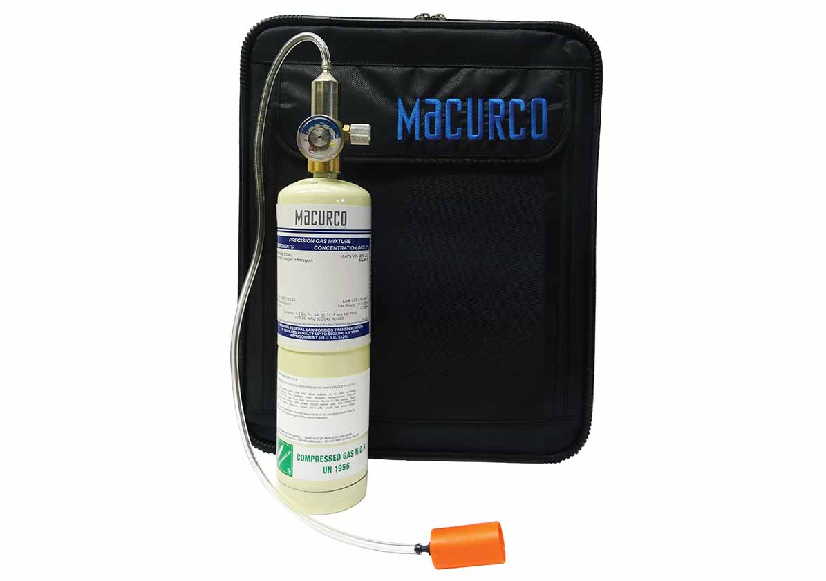 Macurco gas detector calibration kit with test gas cylinder